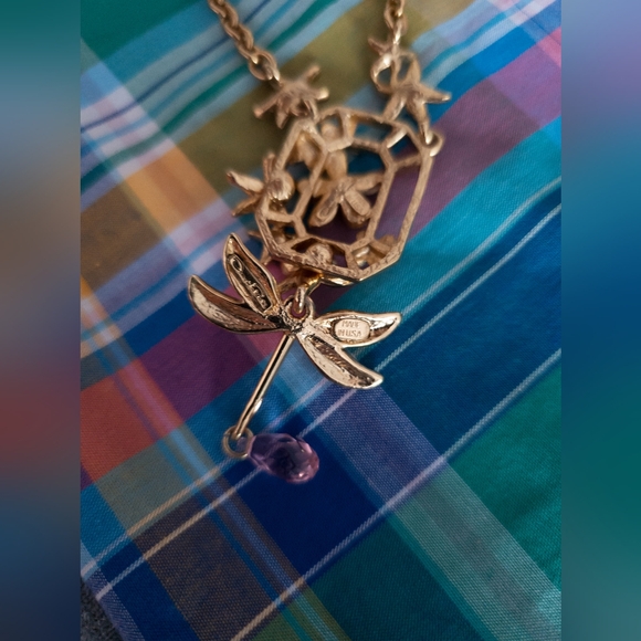 NWT Oscar de la Renta Dragonfly Necklace with Dustbag - Picture 10 of 13